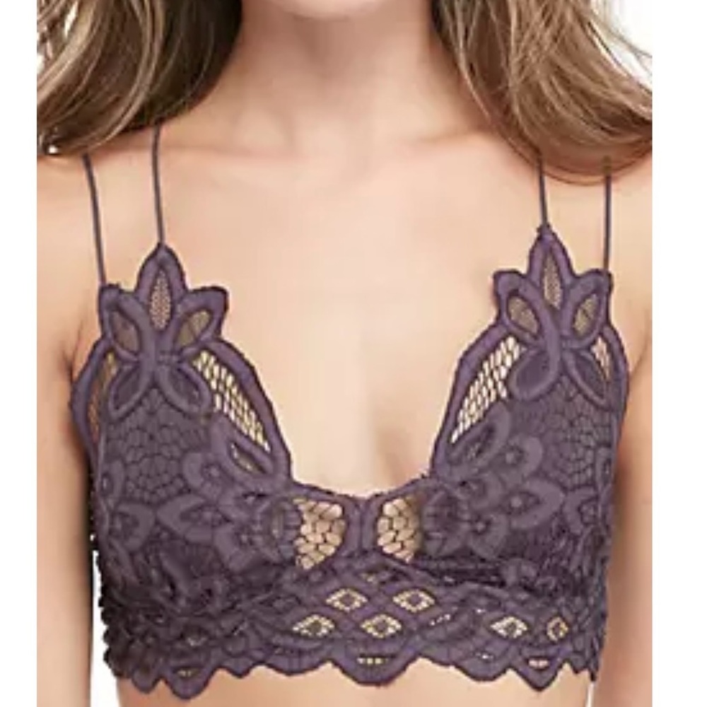 NWOT! Free People Lace Bralette in Dark Gray
